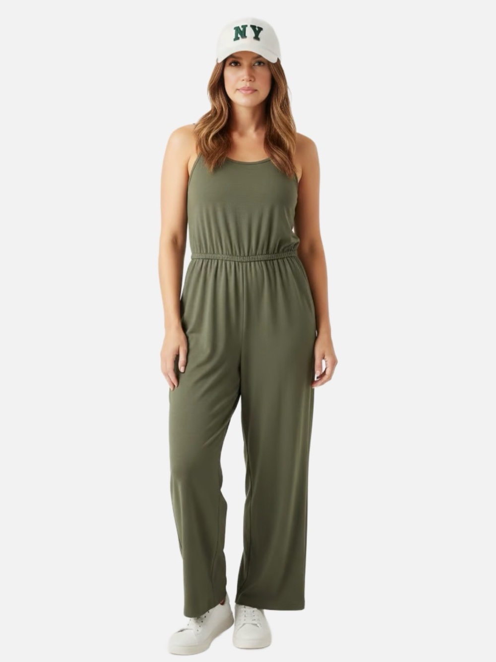 Old Navy Olive Spaghetti-Strap Wide Leg Jumpsuit